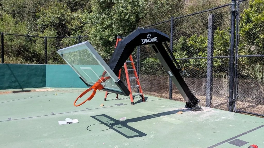 Professional basketball hoop installation process in Beverly Hills