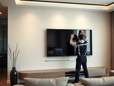 Professional flat screen TV mounting and cable management in Los Angeles.